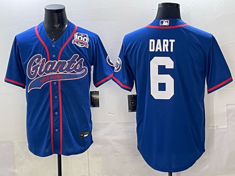 Men 2025 New York Giants #6 Dart Blue Joint Name Nike Limited NFL Jersey 05